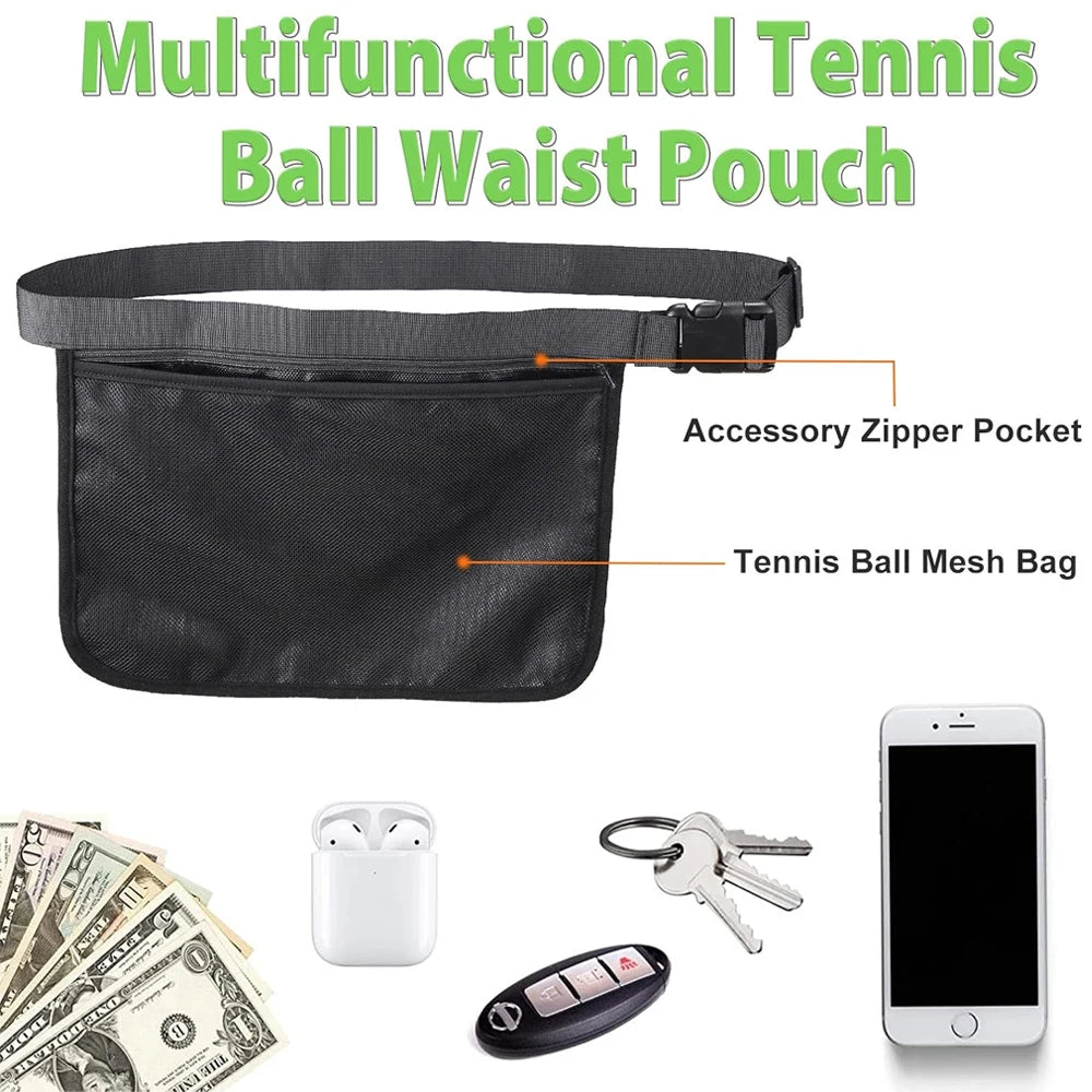 Tennis Ball Band Holder,Adjustable Pickleball Waist Pouch Holder,Mesh